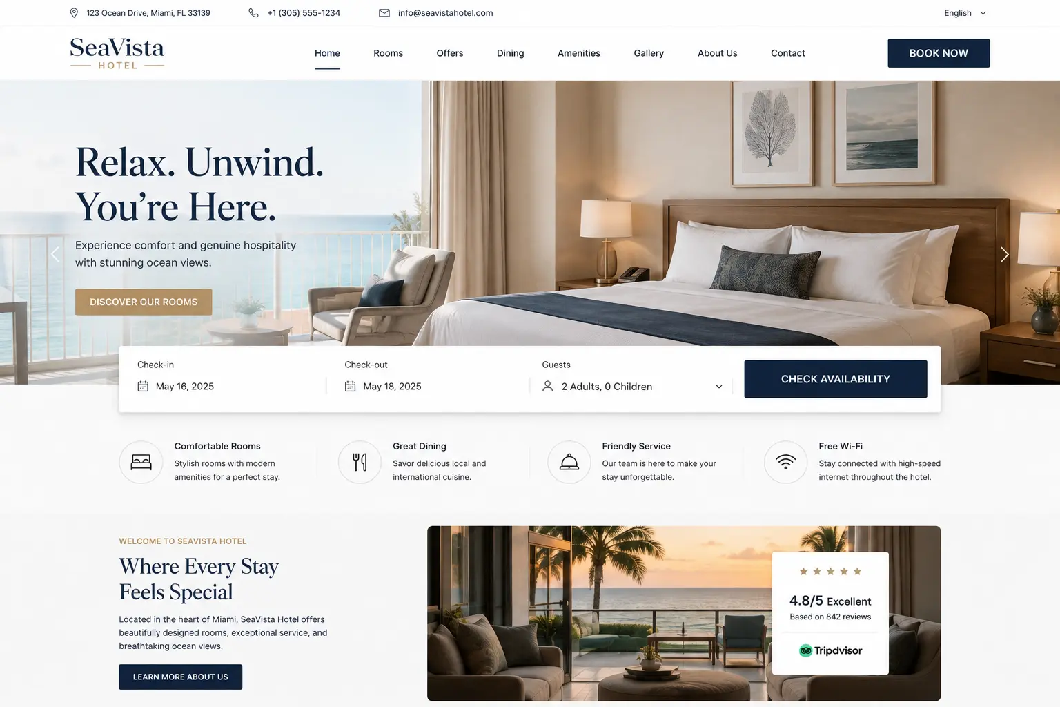 Hospitality website design